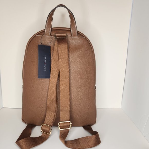 Tommy Hilfiger Whitney II Medium Dome Backpack Pebbled PVC Heritage Brown NWT - Picture 2 of 8